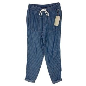 Indigo Rein Striped Chambray Drawstring Waist Pant
